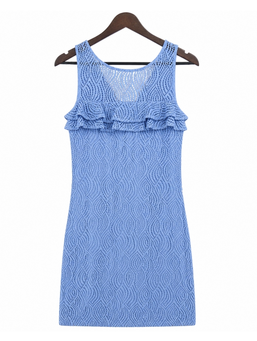 Lilly Pulitzer Janine Shift Flowing Leaf Lace Peri Blue Mini Dress Ruffle M - Picture 2 of 13